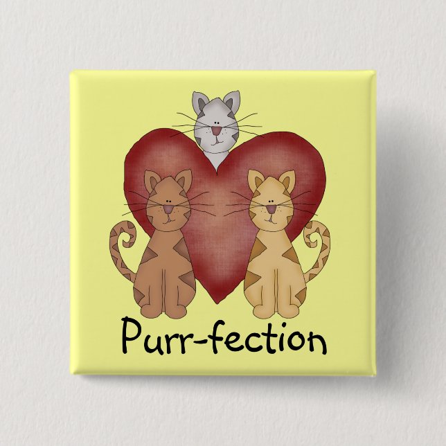 Katzen Schnurren-fection T-Shirts und Geschenke Button (Vorderseite)
