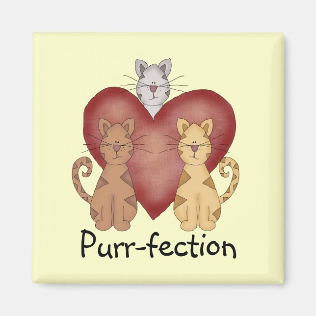 Katzen Schnurren-fection T-Shirts und Geschenke Magnet (Vorne)