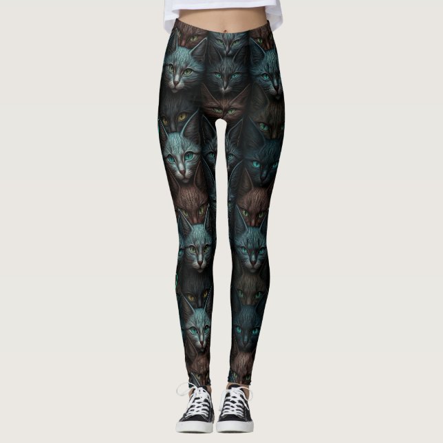 Katzen Schöne Dunkle Liebhaber personalisieren Leggings (Vorderseite)