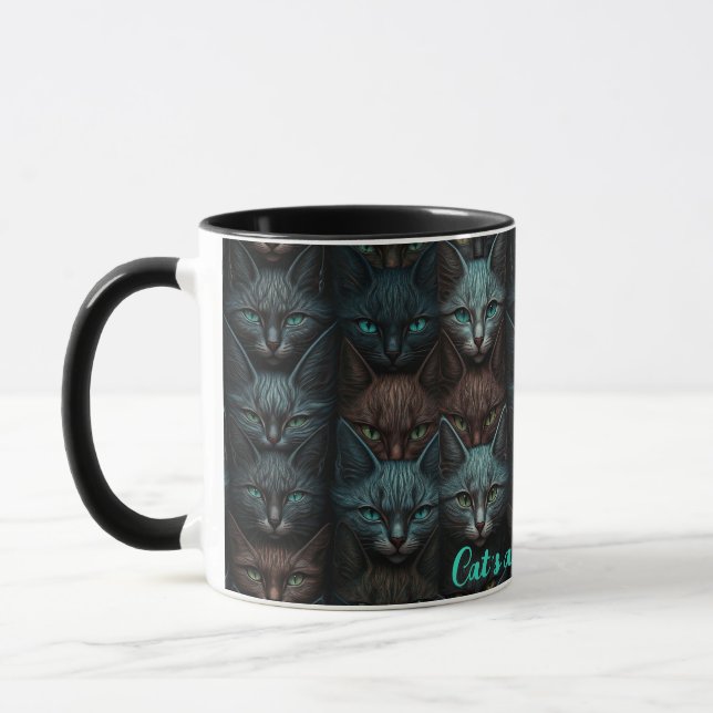 Katzen Schöne Dunkle Liebhaber personalisieren Tasse (Links)