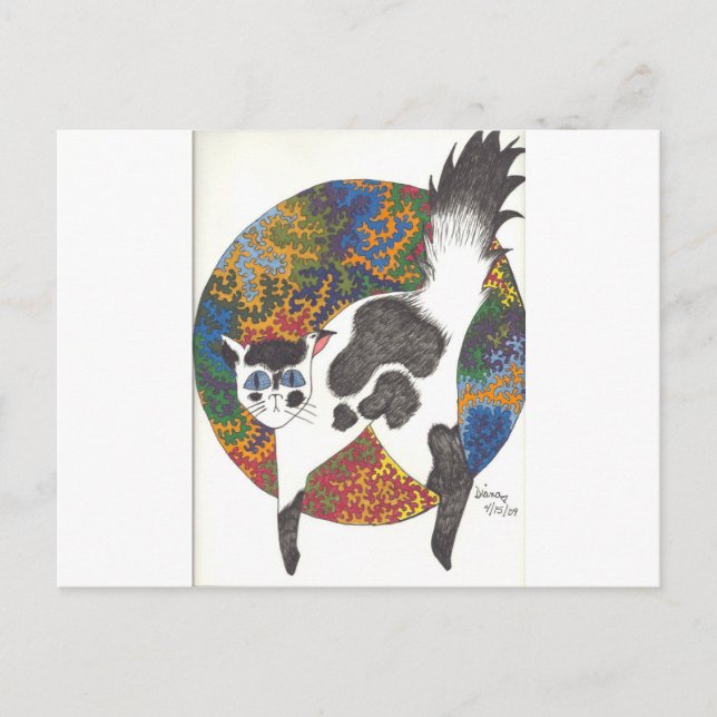 Katzen - Schwarz/Weiß Postkarte (Vorderseite)