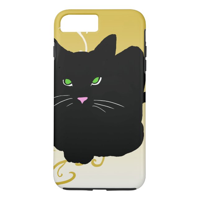 Katzen-schwarze Katzen-modische Goldmode Case-Mate iPhone Hülle (Rückseite)