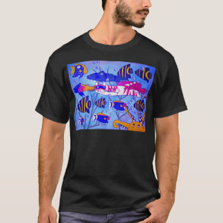 Katzen-Schwimmen mit Fischen T-Shirt