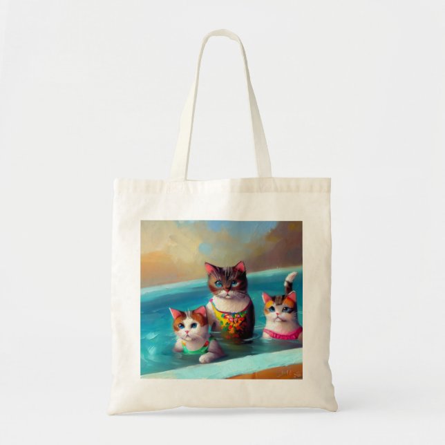 Katzen Schwimmen Tragetasche (Vorne)