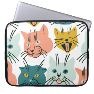 Katzen sehen sich einem sonnigen Vintagen Muster g Laptopschutzhülle