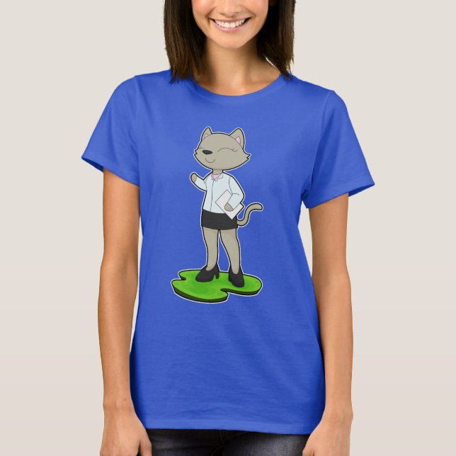 Katzen-Sekretär-Note T-Shirt (Vorderseite)