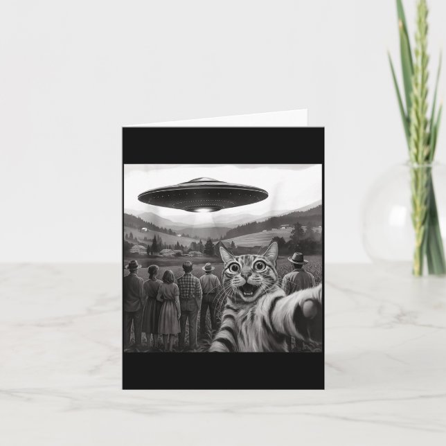 Katzen-Selfie-Leute beobachten einen Alien Lustige Karte (Vorderseite)