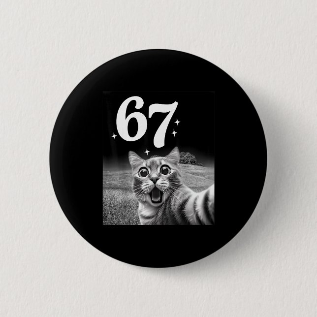 Katzen-Selfie mit 67 Meme Lustige Katzen Grafik fü Button (Vorderseite)