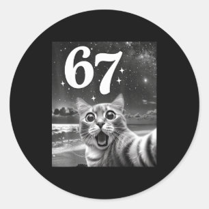 Katzen-Selfie mit 67 Meme Lustige Katzen Grafik fü Runder Aufkleber