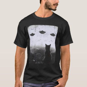 Katzen-Selfie mit Alien-UFO-Liebhaber Lustige Welt T-Shirt