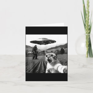 Katzen-Selfie mit Alien-Ufo Lustige Katze Alien Bi Karte
