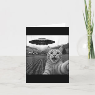 Katzen-Selfie mit Alien-Ufo Lustige Katze für Männ Karte