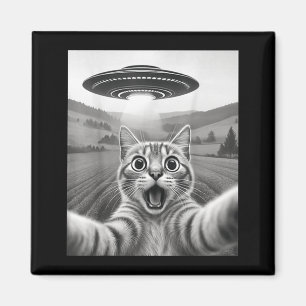 Katzen-Selfie mit Alien-Ufo Lustige Katze für Männ Magnet