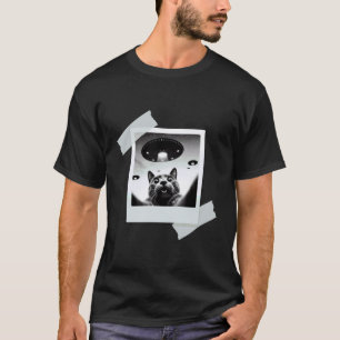 Katzen-Selfie mit Alien-UFO Lustige Katze für Männ T-Shirt