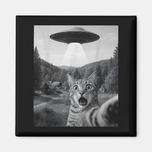 Katzen-Selfie mit Alien-Ufo Lustige Katze Lustige Magnet
