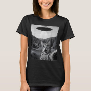 Katzen-Selfie mit Alien-Ufo Lustige Katze Lustige T-Shirt