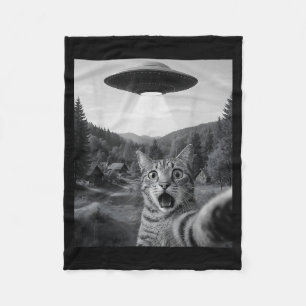 Katzen-Selfie mit Alien-Ufo Lustige Katze Lustiger Fleecedecke