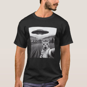 Katzen-Selfie mit Außerirdischem Lustige Katzen-Ge T-Shirt