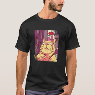 Katzen-Selfie mit außerirdischem UFO lustige Katze T-Shirt