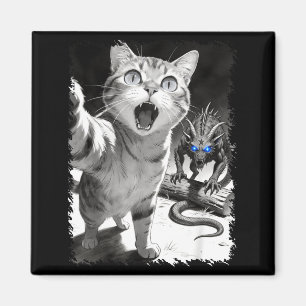 Katzen-Selfie mit Chupacabra lustiges Kryptid-Meme Magnet