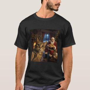 Katzen-Selfie mit dem Weihnachtsmann Lustiges Weih T-Shirt