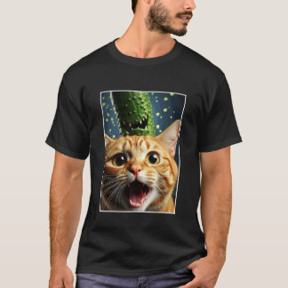 Katzen-Selfie mit Gurke Lustiger Haustierbesitzer T-Shirt