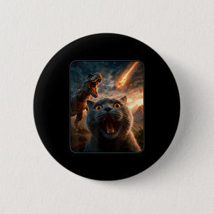 Katzen-Selfie mit T-Rex-Dinosaurier Lustiges Katze Button