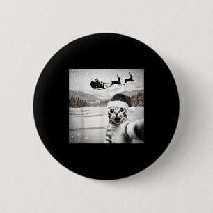 Katzen-Selfie mit Weihnachtsmann für Männer Frauen Button
