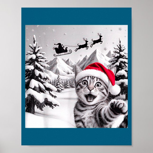 Katzen-Selfie mit Weihnachtsmann  Poster (Vorne)