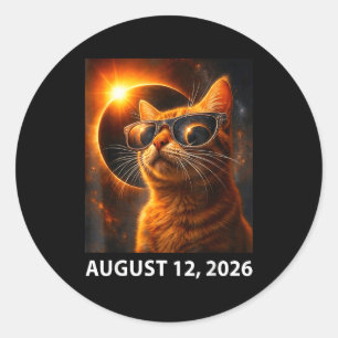Katzen-Selfie Totale Sonnenfinsternis 2026 12. Aug Runder Aufkleber