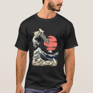 Katzen-Shirt Japanische Katze Kanagawa-Welle Hokus T-Shirt