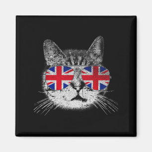 Katzen-Shirt Union Jack Flagge Land Retro England  Magnet