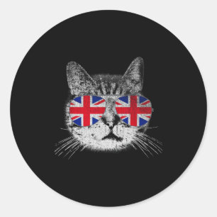 Katzen-Shirt Union Jack Flagge Land Retro England Runder Aufkleber