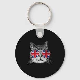 Katzen-Shirt Union Jack Flagge Land Retro England Schlüsselanhänger