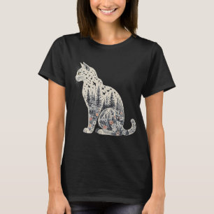 Katzen-Silhouette Farben Wildblume Boho-Blumen T-Shirt