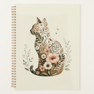 Katzen-Silhouette Floral Boho Wildblume Planer