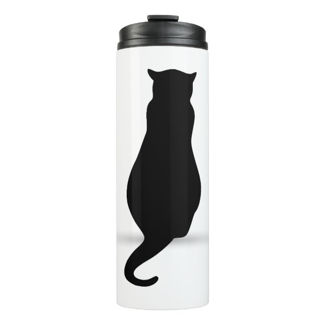 Katzen-Silhouette Silhouetten Thermosbecher (Vorderseite)