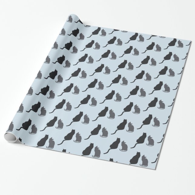 Katzen-Silhouette-Verpackungspapier Geschenkpapier (Ungerollt)