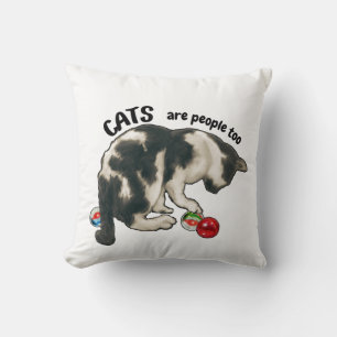 KATZEN sind auch Menschen, Katze und MURMELN Kissen
