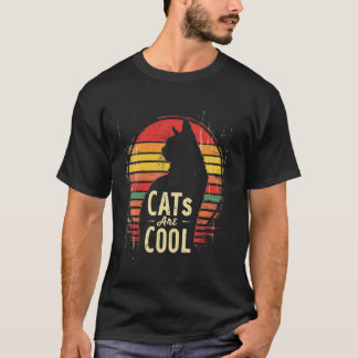 KATzen Sind COOL Katzen-Silhouette Retro T-Shirt