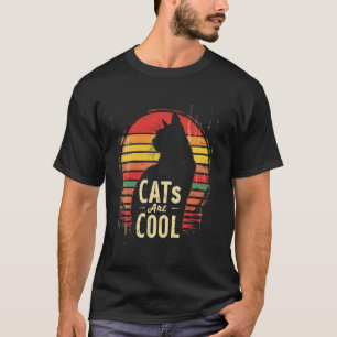 KATzen Sind COOL Katzen-Silhouette Retro T-Shirt