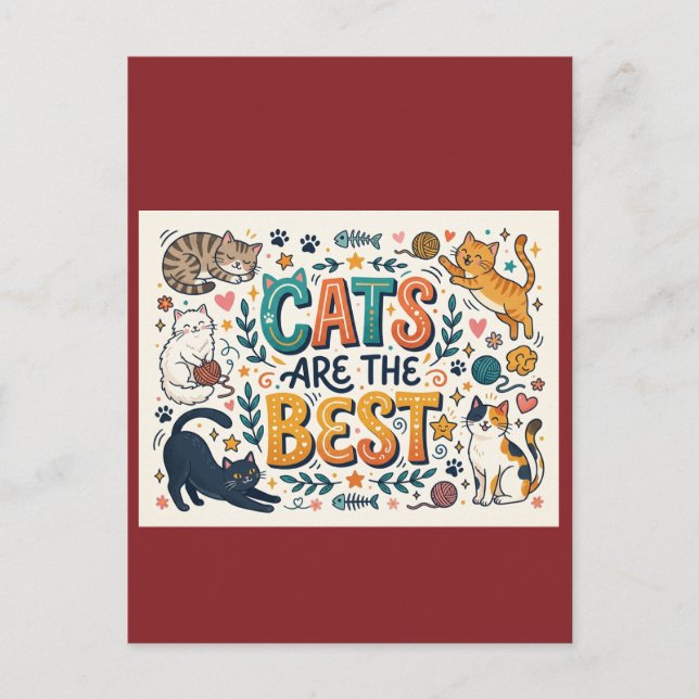 Katzen sind die Besten Postkarte (Vorderseite)