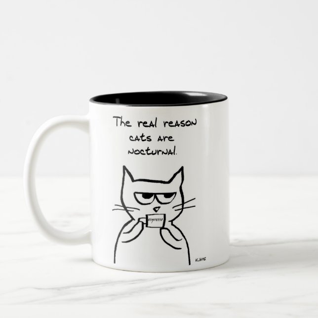 Katzen sind die ganze Nacht auf - Funny Cat Tasse (Links)