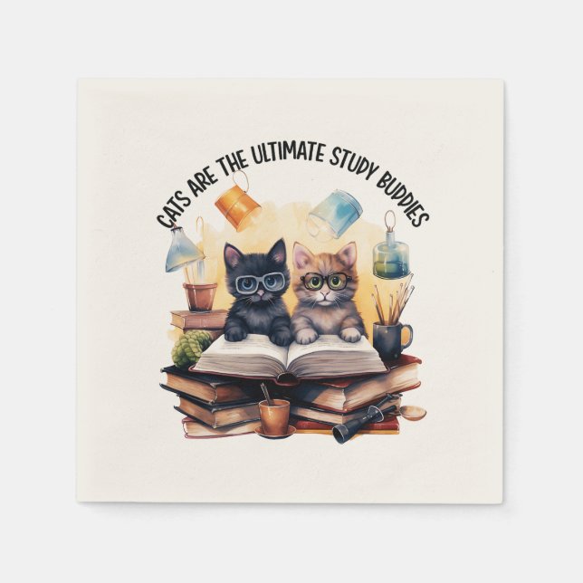 Katzen sind die ultimativen Lernbuddies Serviette (Vorderseite)