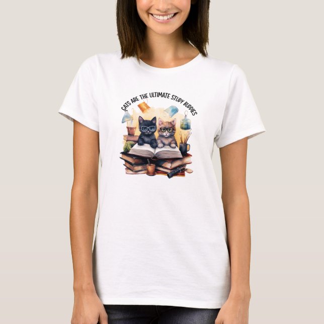 Katzen sind die ultimativen Lernbuddies T-Shirt (Vorderseite)