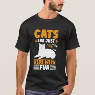 Katzen sind einfach Kinder mit Oma Katze Fell T-Shirt
