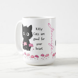 Katzen sind gut für das Herz, schwarze Kitty Kaffeetasse