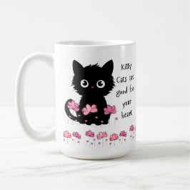 Katzen sind gut für das Herz, schwarze Kitty Kaffeetasse