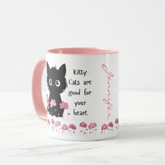 Katzen sind gut für das Herz, schwarze Kitty Tasse