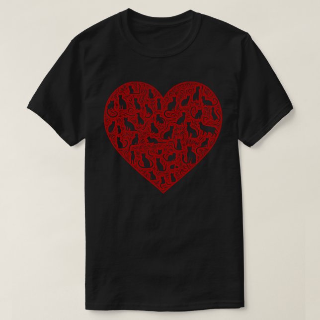 Katzen sind Liebe Herz T - Shirt (Design vorne)